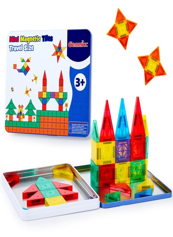 Gemmicc 58 PCS Mini Magnetic Tiles, Travel Magnet Construction Toys with Metal Storage Box, Sensory Montessori Toys for Boys Girls - Image 1